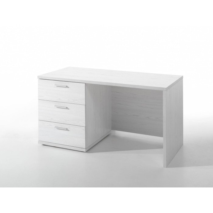 Chambre enfant, ado robuste collection OLVENA, lit, armoire, bureau, commode et chevet, blanc effet bois