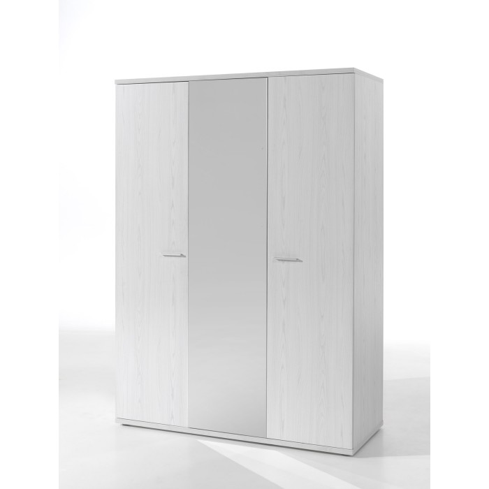 Chambre enfant, ado robuste collection OLVENA, lit, armoire, bureau, commode et chevet, blanc effet bois