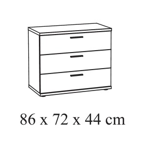 Chambre enfant, ado robuste collection OLVENA, lit, armoire, bureau, commode et chevet, blanc effet bois