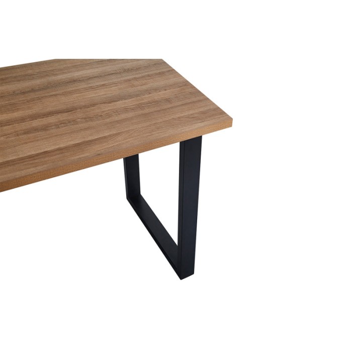 Table à manger haute EDWAR longueur 180cm en décor chêne vieilli, idéal pour une salle à manger conviviale