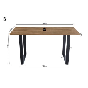 Table à manger haute EDWAR longueur 180cm en décor chêne vieilli, idéal pour une salle à manger conviviale