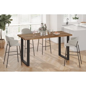 Table à manger haute EDWAR longueur 180cm en décor mango, idéal pour une salle à manger conviviale