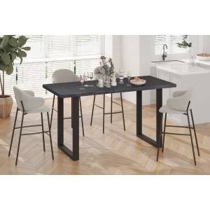 Table à manger haute EDWAR longueur 180cm en décor brun foncé, idéal pour une salle à manger conviviale
