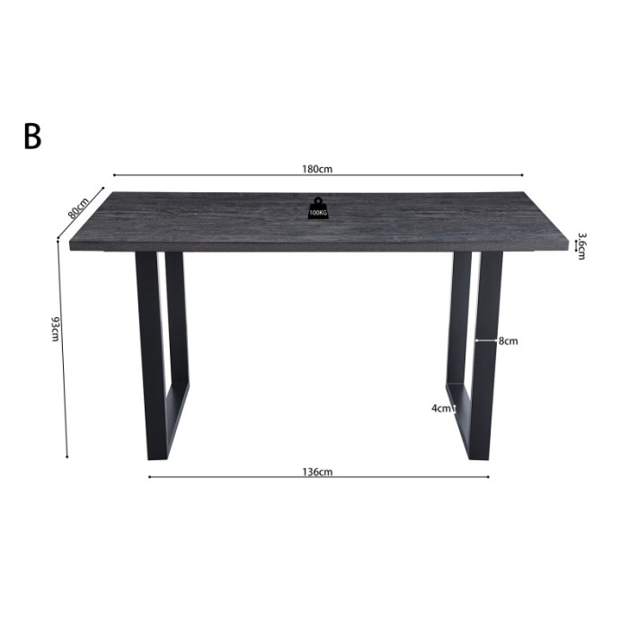 Table à manger haute EDWAR longueur 180cm en décor brun foncé, idéal pour une salle à manger conviviale