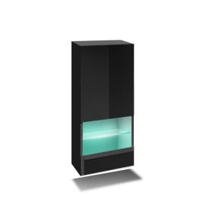 Ensemble de meubles de salon noir, suspendus collection CEPTO XXVII. 240cm, 8 meubles, leds, modulables.