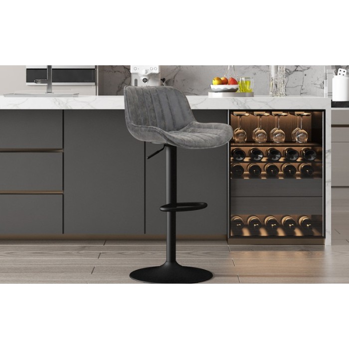 Tabouret de bar style vintage coloris gris. Collection ZENA