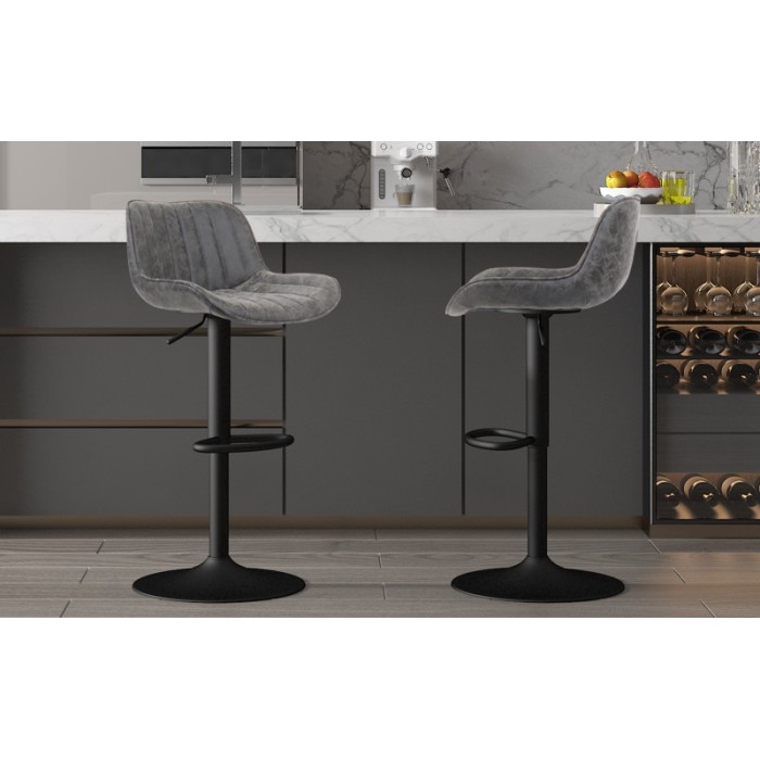 Tabouret de bar style vintage coloris gris. Collection ZENA