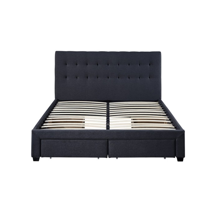 Lit avec 4 tiroirs design coloris gris pour adulte collection INIT, 160x200cm, sommier inclus