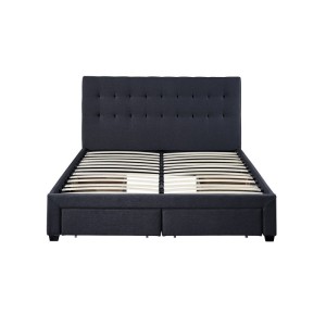 Lit avec 4 tiroirs design coloris gris pour adulte collection INIT, 160x200cm, sommier inclus