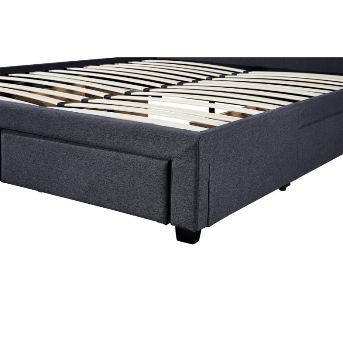 Lit avec 4 tiroirs design coloris gris pour adulte collection INIT, 160x200cm, sommier inclus