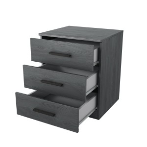 Table de chevet FLOYD – 3 tiroirs – Gris effet bois