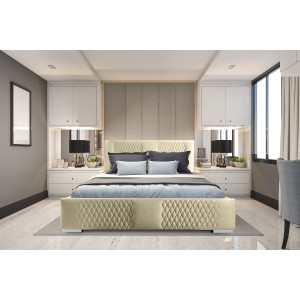 Lit coffre 140x200 coloris beige - Collection RITCHY