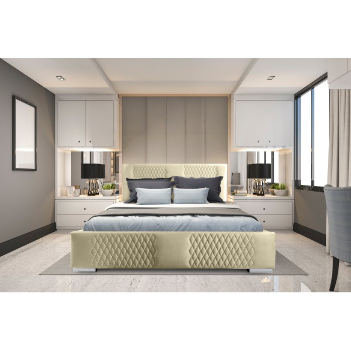 Lit coffre 180x200 coloris beige - Collection RITCHY