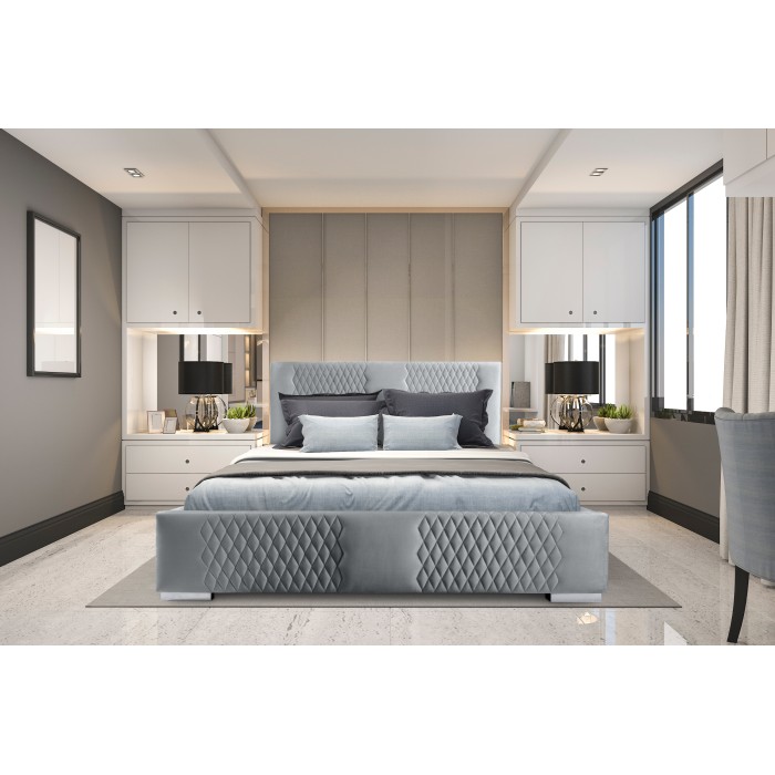 Lit coffre 180x200 coloris gris argent - Collection RITCHY