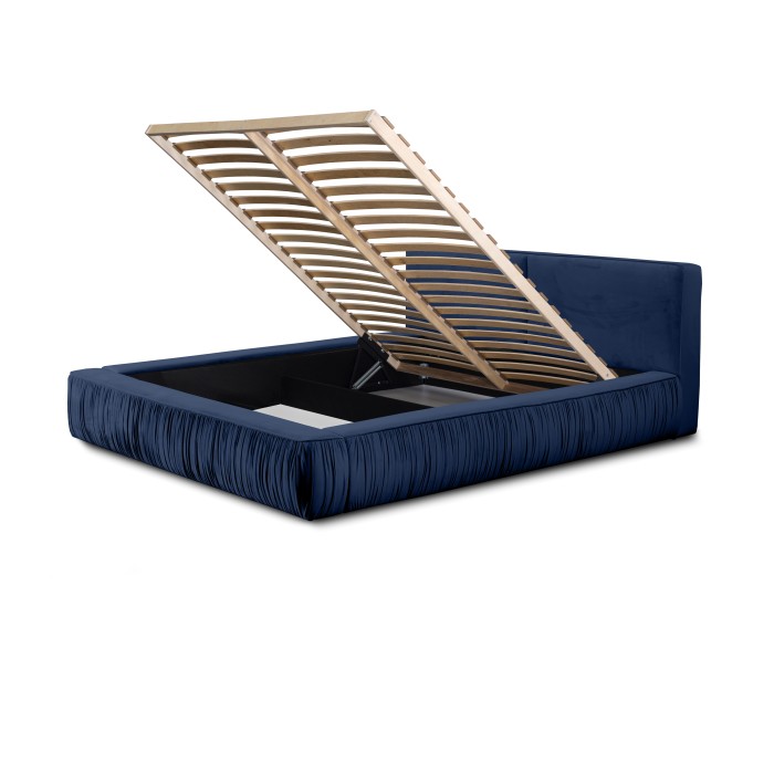 Lit coffre 180x200 coloris bleu - Collection MINAO