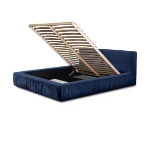 Lit coffre 180x200 coloris bleu - Collection MINAO