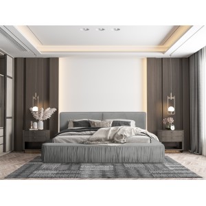 Lit coffre 140x200 coloris gris - Collection MINAO