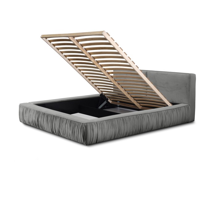 Lit coffre 140x200 coloris gris - Collection MINAO