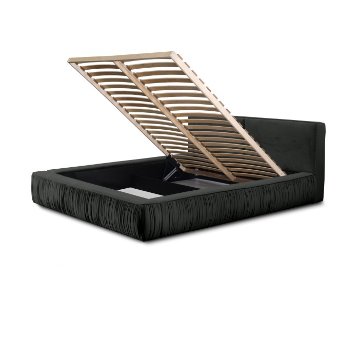 Lit coffre 140x200 coloris gris anthracite - Collection MINAO