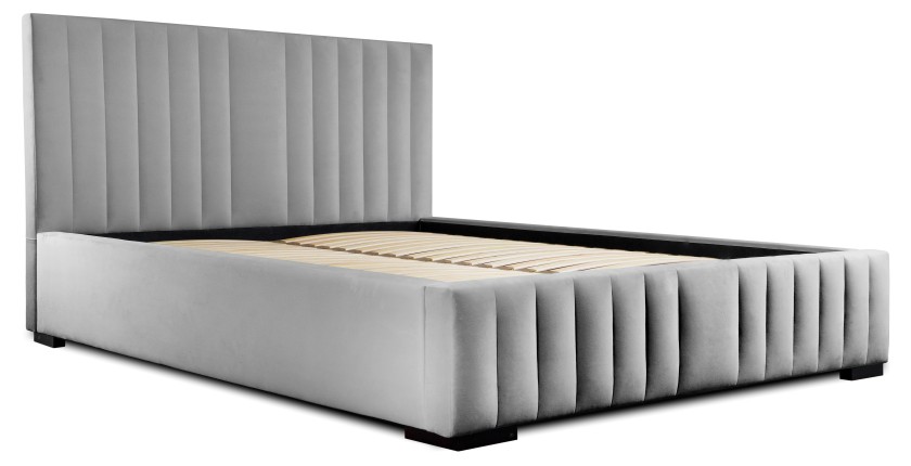 Lit coffre 160x200 coloris gris - Collection LAS