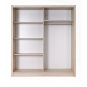 Armoire, garde robe ARSALA 200 cm deux portes coulissantes. Dressing complet avec miroir, penderie et étagères. Type scandinave