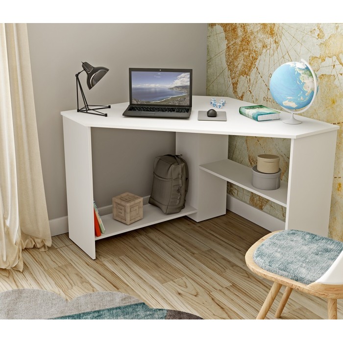 Bureau d'angle design collection KARO coloris blanc.