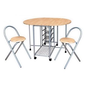 Ensemble pliable table ronde et deux chaises. Collection BETA. Idéal pour les petits espaces.