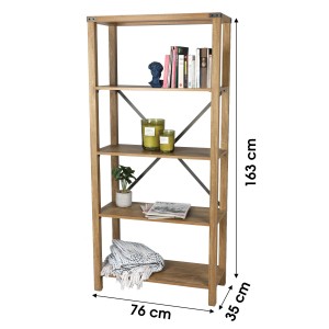 Bibliothèque de bureau avec croisillons en métal 76x35xH163cm