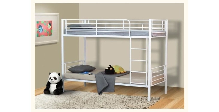 Lit 90x200 superposé ou côte à côte collection Lucie, coloris  Blanc