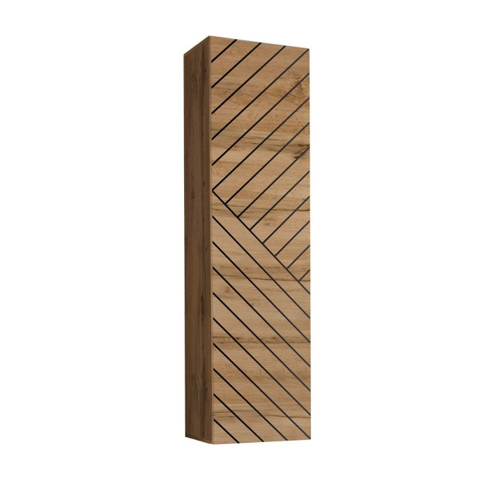 Armoire suspendue moyen modèle pour salon effet chêne façade fraisée. Collection SWITCH.