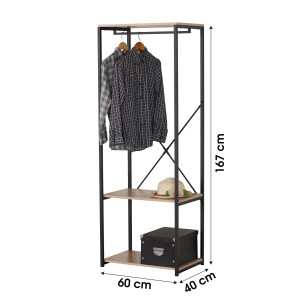 Porte manteau / dressing ouvert avec étagères - 80x30x120cm