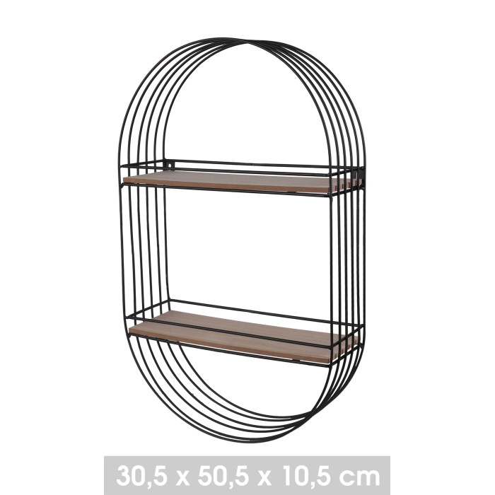 Etagère murale design ovale avec deux niveaux - 30x10x50cm