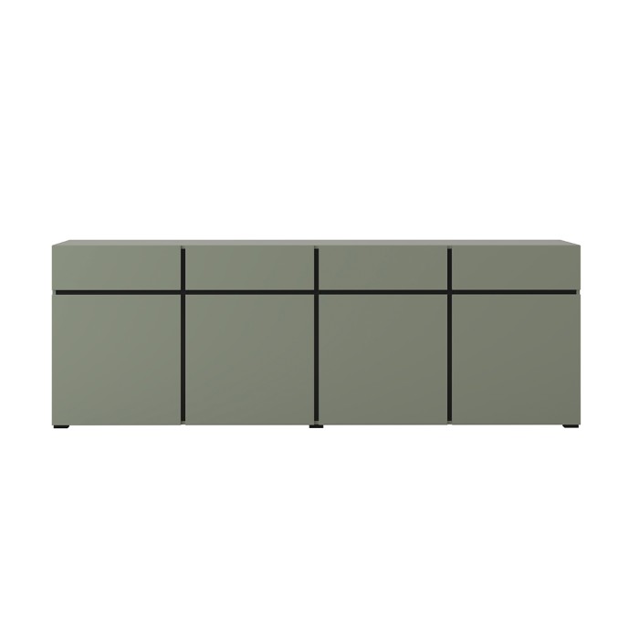 Buffet XL coloris vert sauge 225cm collection HAVANA. Bahut  design avec 4 portes et 4 tiroirs.