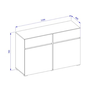 Buffet coloris vert sauge 120cm collection HAVANA. Bahut  design avec 2 portes et 2 tiroirs.