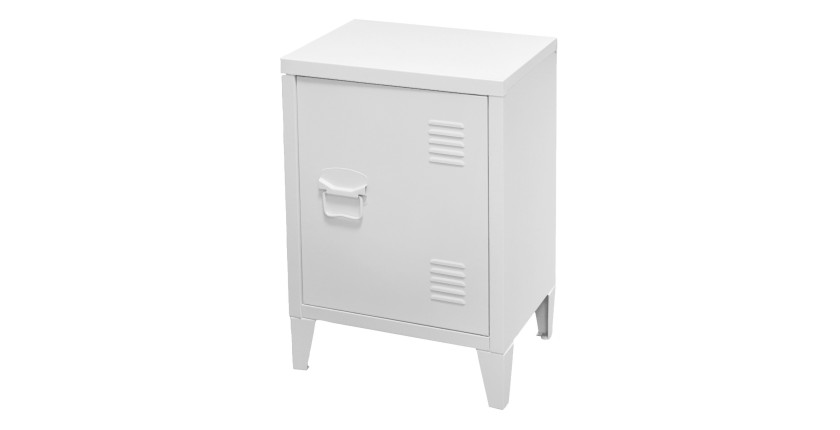 Petit casier blanc de bureau avec 1 porte, style industriel - dimensions 40x30xH57cm
