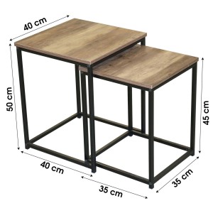 Ensemble de deux tables d'appoint carre 35x35xH45cm et 40x40xH50cm