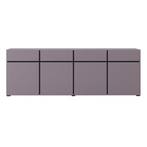Buffet HAVANA 225 cm – Violet pastel et noir – 4 portes, 4 tiroirs – Design moderne