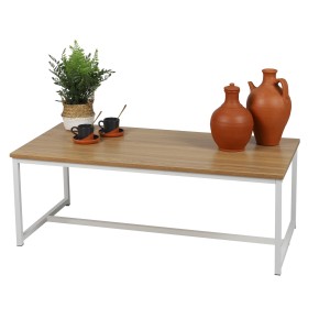 Table basse style industriel collection PUEBLO – Coloris chêne clair, dimensions 100x50x36 cm