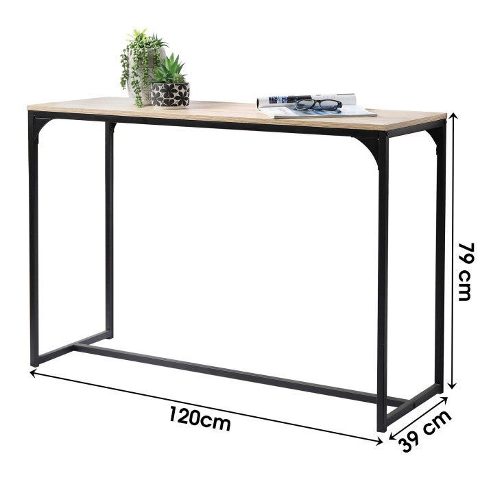 Console d'entrée style classique avec structure en métal noir, coloris chêne clair - dimensions 120x39x79cm