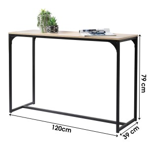 Console d'entrée style classique avec structure en métal noir, coloris chêne clair - dimensions 120x39x79cm