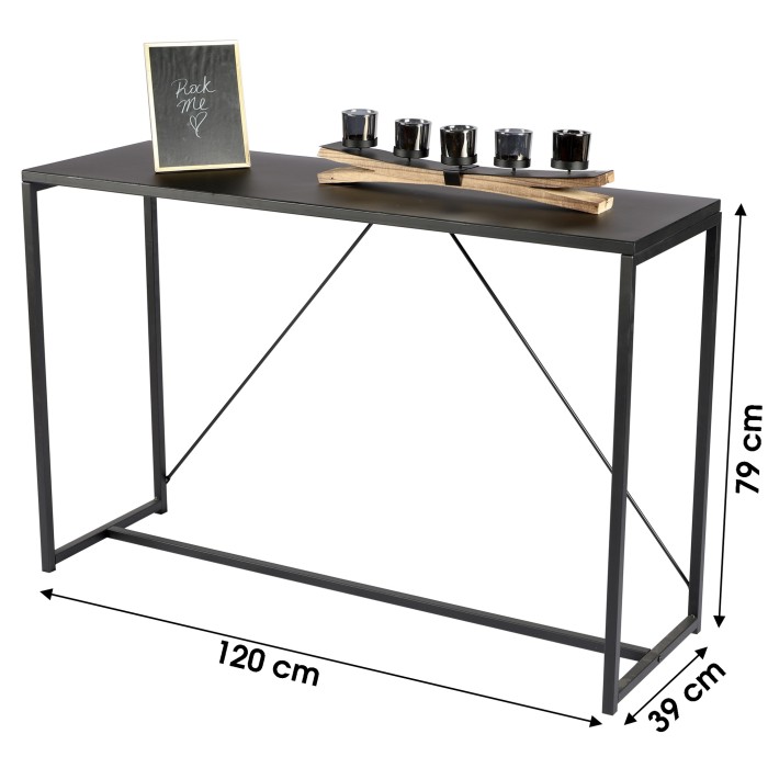 Console d'entrée style classique avec structure en métal noir, coloris noir - dimensions 120x39x79cm