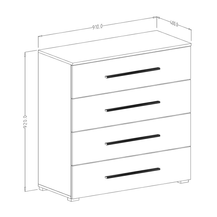 Commode EOS – 4 tiroirs design chêne clair et noir