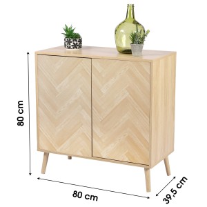 Buffet deux portes, style design coloris chêne clair dimensions 80x40x80cm