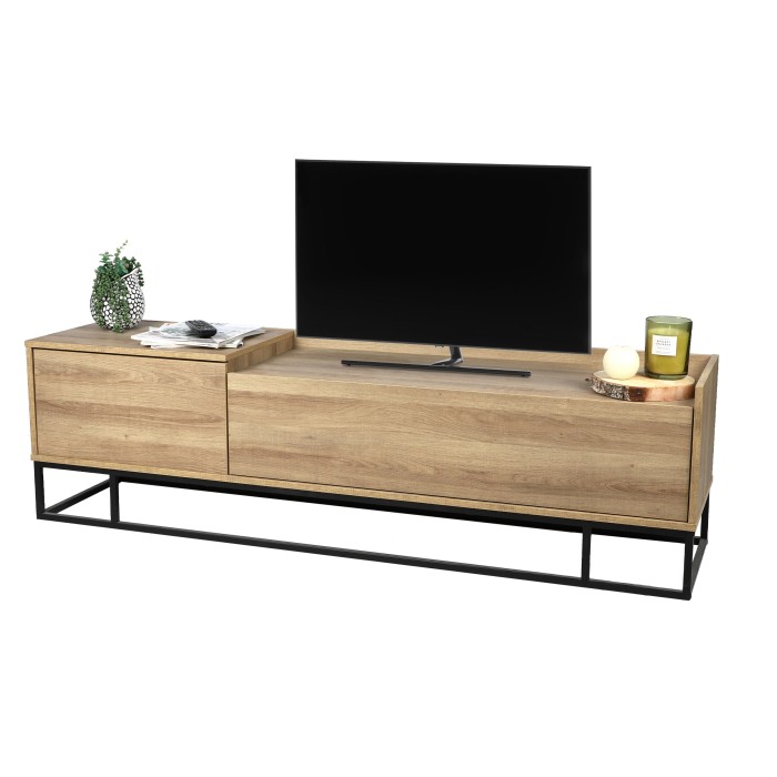 Meuble TV style design avec une porte et un tiroir - dimensions 160x40xH45cm