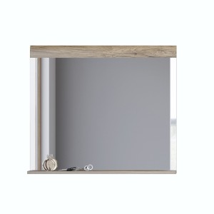 Miroir design OHIO – 83x72 cm – Chêne clair avec étagère intégrée