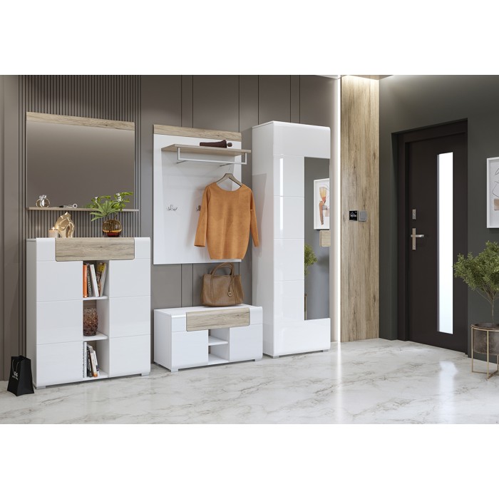 Miroir design OHIO – 83x72 cm – Chêne clair avec étagère intégrée