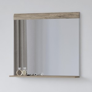 Miroir design OHIO – 83x72 cm – Chêne clair avec étagère intégrée