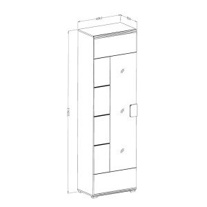 Armoire à chaussures design avec miroir collection OHIO, coloris blanc et chêne