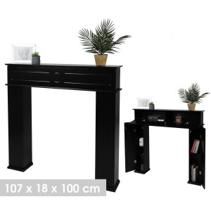 Contour de cheminée décorative coloris noir avec 3 portes - dimensions 107x18xH100cm