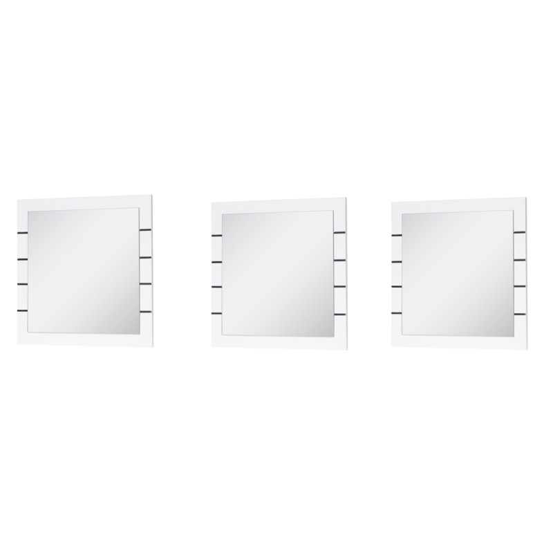 Lot de 3 miroirs carré LINA blanc et noir brillant – 60 cm